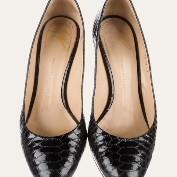 Giuseppe Zanotti Black Snake Print Leather Heels - Picture 4 of 6